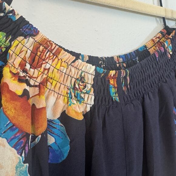 Anthropologie Maeve Tallie Blue Floral Off the shoulder blouse Sz M Cottagecore - Picture 7 of 8